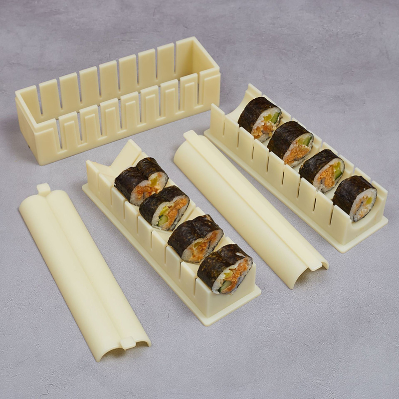 Sushi Making Kit - 3-teiliges Sushi-Maker-Set aus Kunststoff, Kimbap-Sushi-Rollenform, runde,