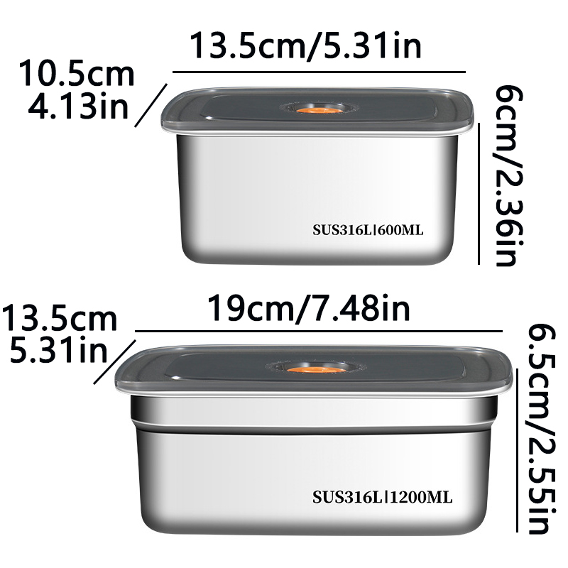 Bento Box - Lebensmittelechter 316 Edelstahl-Frischhaltebehälter für den Kühlschrank