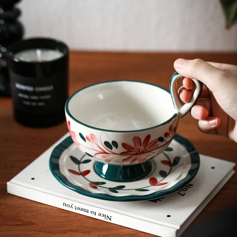 Japanese Tea - Kaffeetassen, Blumen-Teebecher, handbemalte Unterglasurfarbene Keramiktassen und