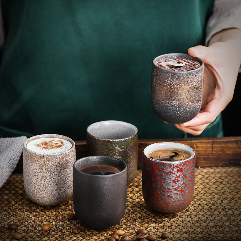 Japanese Pottery - 125ml japanische Retro-Rustikale Keramik-Kung-Fu-Teetasse, Espressotasse, Teeverkostungstasse,