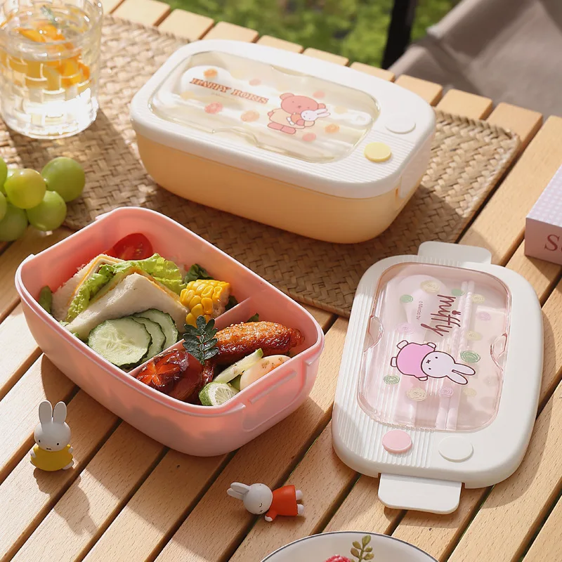 Bento Box - Niedliche Miffy Einlagige Plastik-Lunchbox, Tragbarer Mikrowellengeeigneter